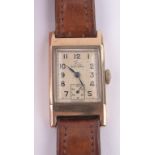 A gent's Record 9ct gold cased wristwatch circa 1950s, 15 jewel movement, calibre 114,