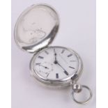 An American Elgin silver cased full hunter keywind pocket watch, case width 52mm.