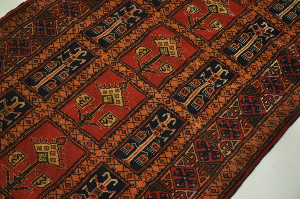 A red ground Tabriz style runner, 6'6" x 2'9". - Image 3 of 8