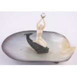 An Art Deco mother of pearl shell table centre dish,