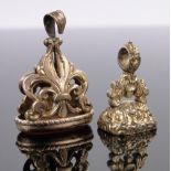 2 Victorian gilt metal fob seals.