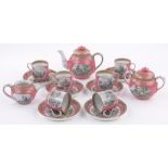 A rare Victorian Prattware tea service for 6-people,