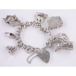 A silver charm bracelet.