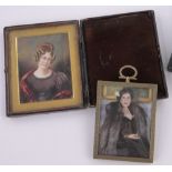 A 19th century miniature watercolour portrait of a young woman, unsigned,