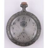 A Belgian silver cased Commemorative Independence pocket watch, with relief embossed back,