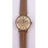 A lady's Tissot Stylist 9ct gold cased wristwatch, case width 22mm, working order.