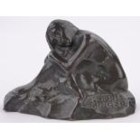 Morris Singer- a patinated bronze sculpture, crouching woman, signed, length 10cm.