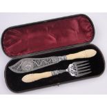 Pair of Victorian silver plated fish servers,