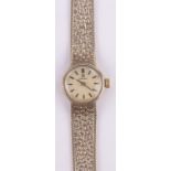 A lady's Omega 9ct gold cased wristwatch, with 9ct woven strap, case width 17mm, gross weight 17.