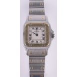 A lady's Cartier quartz wristwatch, stainless steel and gold case, case width 24mm, boxed.