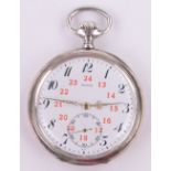 A Zenith Swiss silver cased topwind pocket watch, circa 1920, case width 50mm.