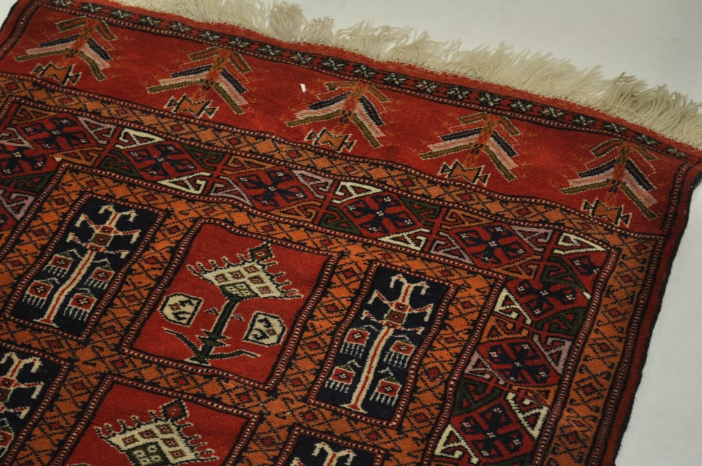 A red ground Tabriz style runner, 6'6" x 2'9". - Image 5 of 8