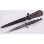 A rare etched Third pattern Fairbairn Sykes Commando knife, with pommel mound no.