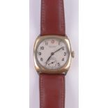 A gent's Longines cushion cased mechanical wristwatch, gold filled case, movement no.