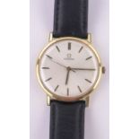 A gent's Omega goldplated quartz wristwatch, case width 34mm, working order.