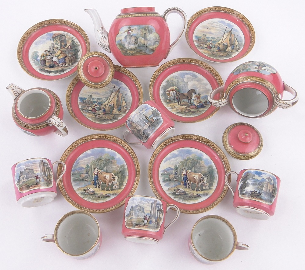 A rare Victorian Prattware tea service for 6-people, - Image 2 of 3