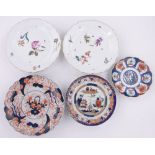 A group of porcelain dishes, including pair of Meissen botanical plates,