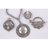 4 Pieces of Scottish silver jewellery, (4).