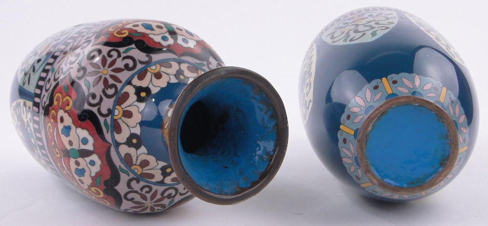 Pair of Chinese Cloisonne enamelled vases, height 37cm. - Image 3 of 3
