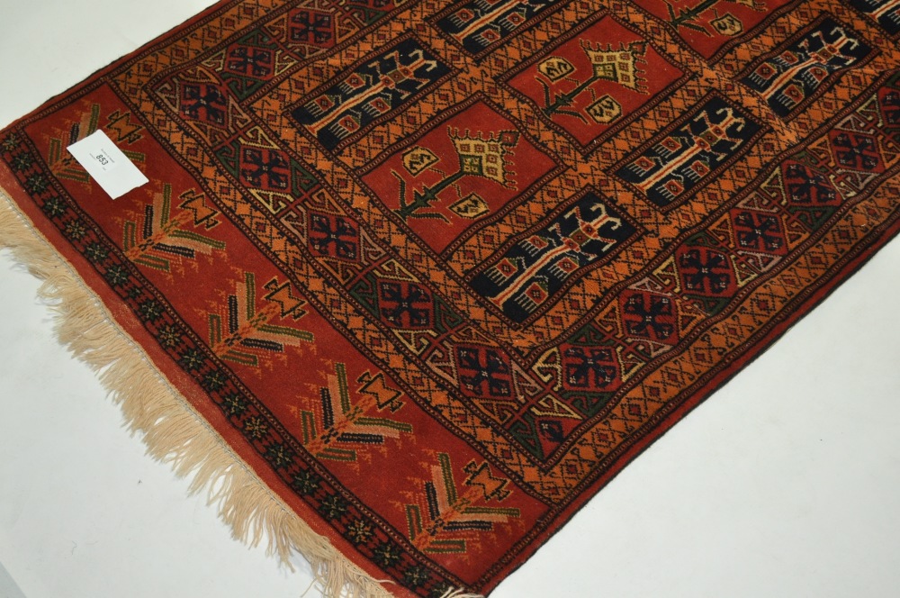 A red ground Tabriz style runner, 6'6" x 2'9". - Image 2 of 8