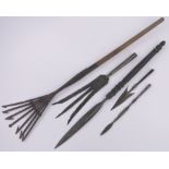 A group of various continental spear tips and weapons, (5).