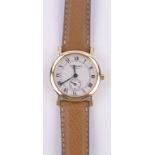 A lady's Raymond Weil gold plated quartz wristwatch, case width 25mm, working order.