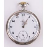 A Swiss Helvetia silver cased topwind pocket watch, case width 50mm.