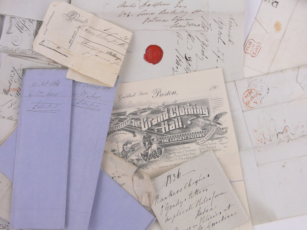 A Collection of Victorian and earlier letters, cheques, receipts and papers. - Bild 2 aus 3