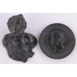 A relief carved ebony plaque depicting Sir Isambard Brunel, diameter 8.