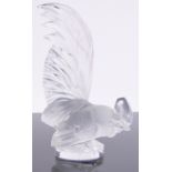 A Renee Lalique glass cockerel, engraved signature, height 20cm.