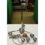 An Art Deco chrome hanging light fitting and 3 wall lights.