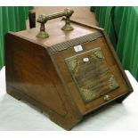 Walnut coal box with brass mounts,