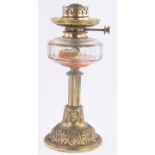 A Hinks Duplex brass & cut glass oil lamp, height 15"