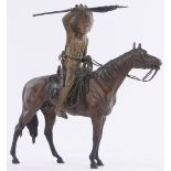 A Bergmann cold painted Vienna bronze Native American Indian on horseback, height 9.5" length 9"