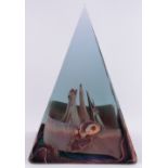 A large Studio Rosin Murano glass pyramid sculpture, original label & Gallery receipt, height 13.