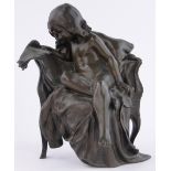 Gertrude Bricard (1881 - 1963), Bronze sculpture, child in an armchair reading a paper, signed, with