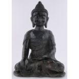 An Oriental bronze seated Buddha, height 15"