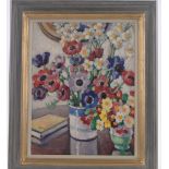 Rowley Leggett, Oil on board, Still life summer flowers, signed,