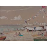 Lyons Wilson (1892-1981) Watercolour, A summer day on Hastings beach, signed, 15" x 18.