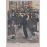 Rupert Shephard (1900-1992), Colour lino-cut print, Policeman, signed in pencil,