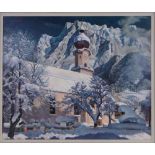 Francis Wynne Thomas (1907-1989), Oil on canvas, A snow covered European mountain village, signed,