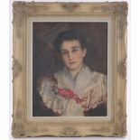 19th century Oil on canvas, Portrait of a woman, unsigned,