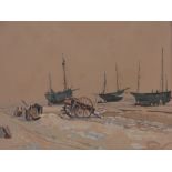 Lyons Wilson (1892-1981) Watercolour, fishing boats on Hastings beach, signed, 15" x 18",