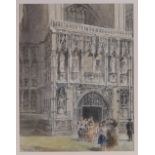 Edgar Burce, Watercolour, South Porch Canterbury Cathedral, c. 1960s, signed, 18.