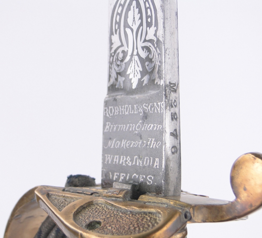 A Victorian Navy Officer's dress sword, etched blade signed Rob Hole & Sons, Birmingham, serial no. - Image 5 of 6