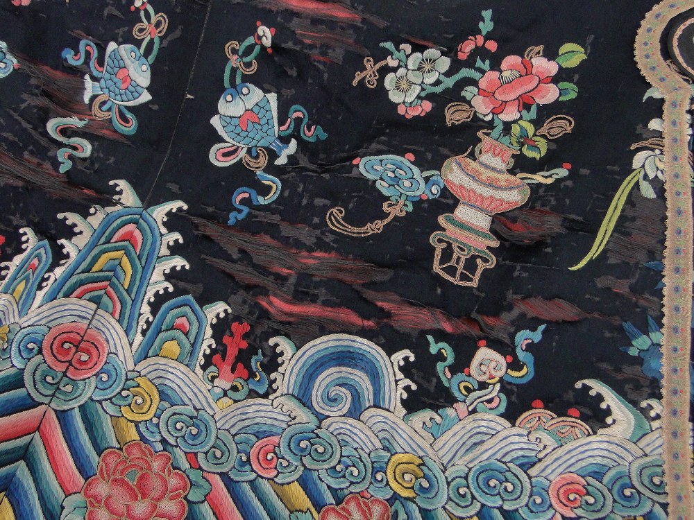 A Chinese Meiji Period silk embroidered ceremonial robe, - Image 3 of 3