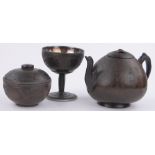 3 Chinese coconut shell items,