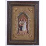 An Edward VII and Queen Alexandra porcelain group, mounted in gilded alcove frame,