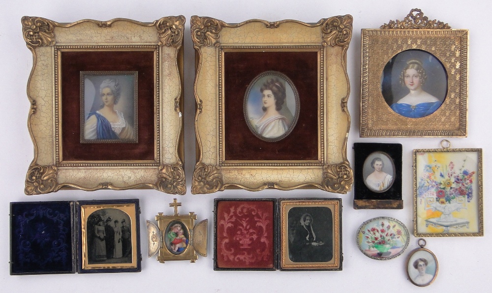 A group of miniature portraits, Victorian daguerreotype photographs,