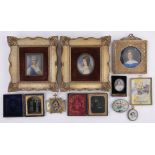 A group of miniature portraits, Victorian daguerreotype photographs,